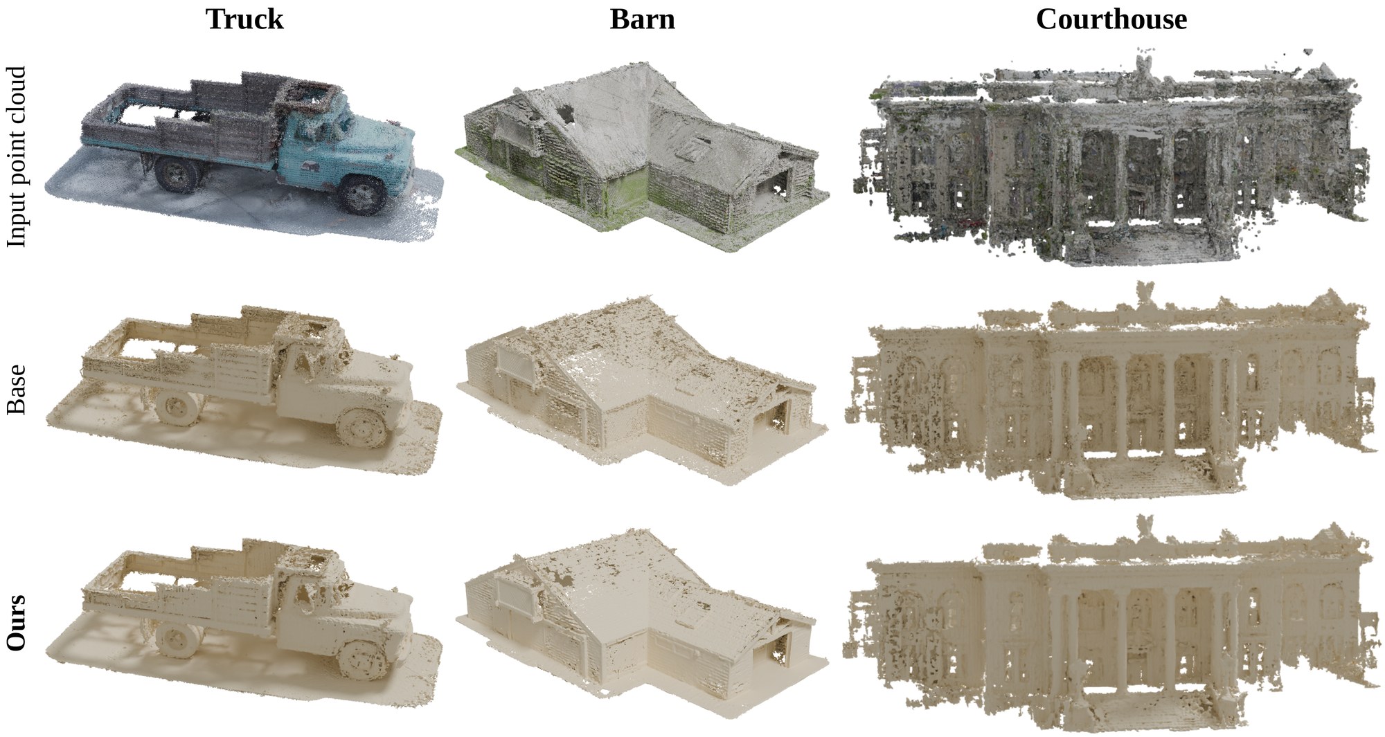 Qualitative comparison on Truck, Barn and Courthouse